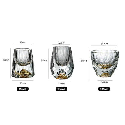 Skorter | Crystal Glass Whiskey Glasses Bar Liqueur Sphere Cups Sake and Shochu Double-Walled Thick Bottoms Small Capacity Tea Cups