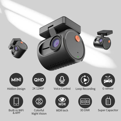 Skorter | 2K Mini Dash Cam with WiFi - Voice Control - Night Vision & WDR