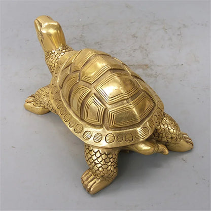 Skorter | Brass Feng Shui Turtle Statue Lucky Animal Sculpture for Longevity Home Office Decoration Figurine Gift Study Ornament