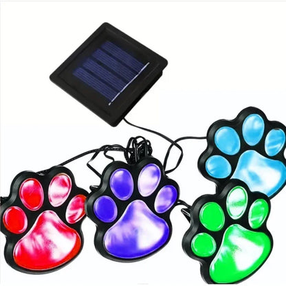 Skorter | Solar lamp in paw print design – LED garden lighting in multicolor for outdoor use