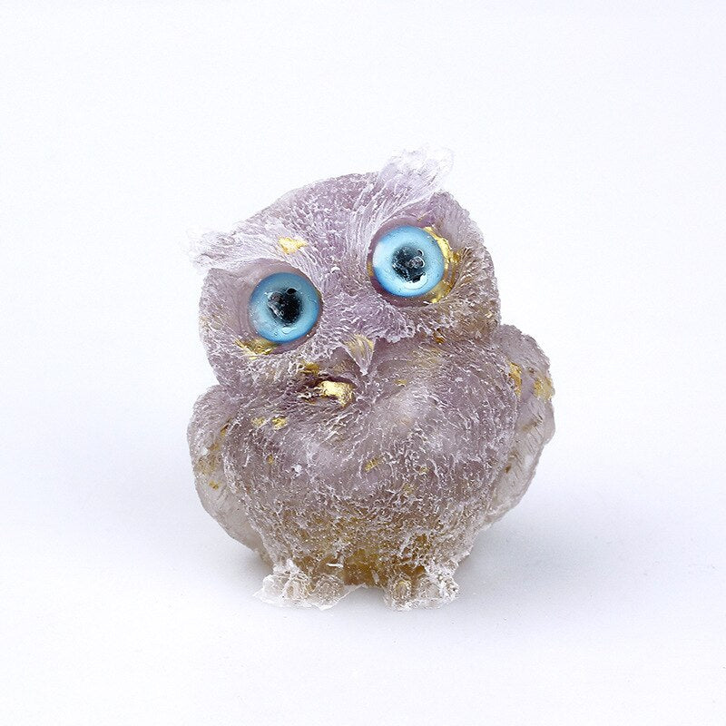 Skorter | Natural Crystal Owl Figurine: Handmade Collector's Item