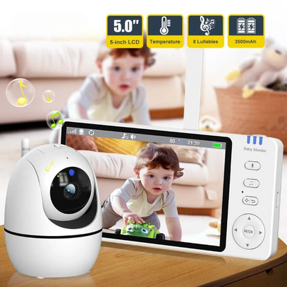 Skorter | 5-Inch HD Video Baby Monitor with Camera, PTZ Zoom and Night Vision