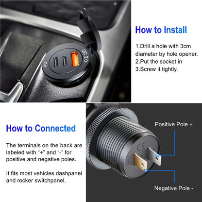 Skorter | 60W USB Socket Car Charger - Quick Charge PD 3.0