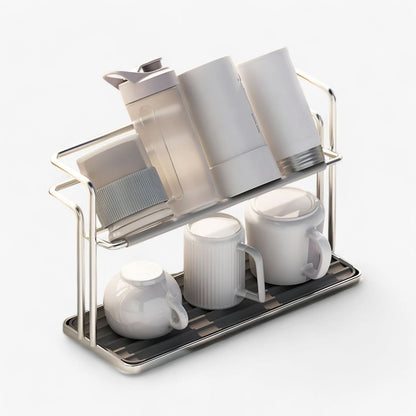 Skorter | Double Layer Stainless Steel Cup Rack for Kitchen