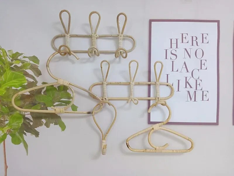 Skorter | Children's Perennial Rattan Wall Hook Organizer - 3 & 5 Hooks