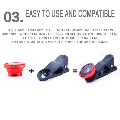 Skorter | 3-in-1 Fisheye Phone Lens Wide Angle Macro Kit