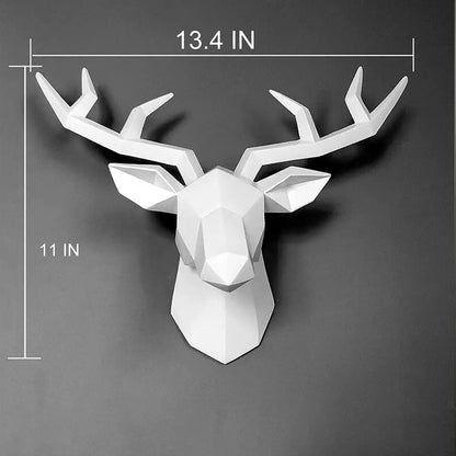 Skorter | 3D-Deer Head Sculpture, geometric resin, animal deer head wall decoration, modern home decor, luxurious decorative wall decor