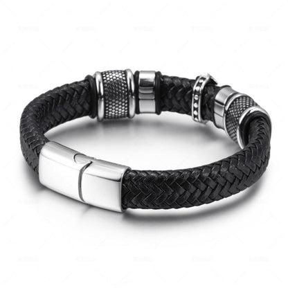 Skorter | Leather Braided Bracelet With Charms