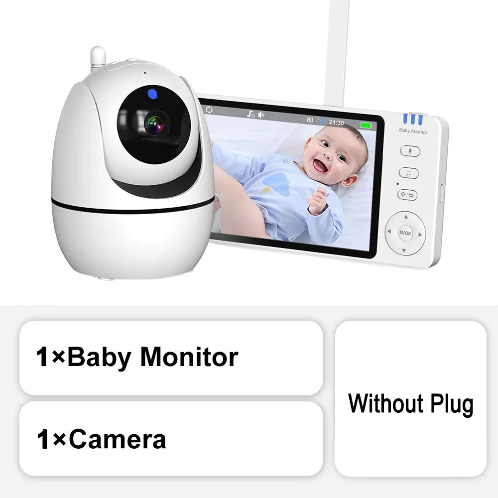Skorter | 5-Inch HD Video Baby Monitor with Camera, PTZ Zoom and Night Vision