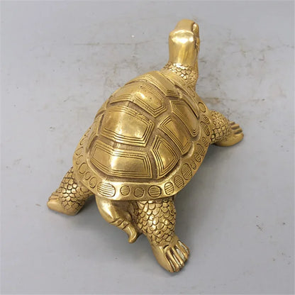 Skorter | Brass Feng Shui Turtle Statue Lucky Animal Sculpture for Longevity Home Office Decoration Figurine Gift Study Ornament