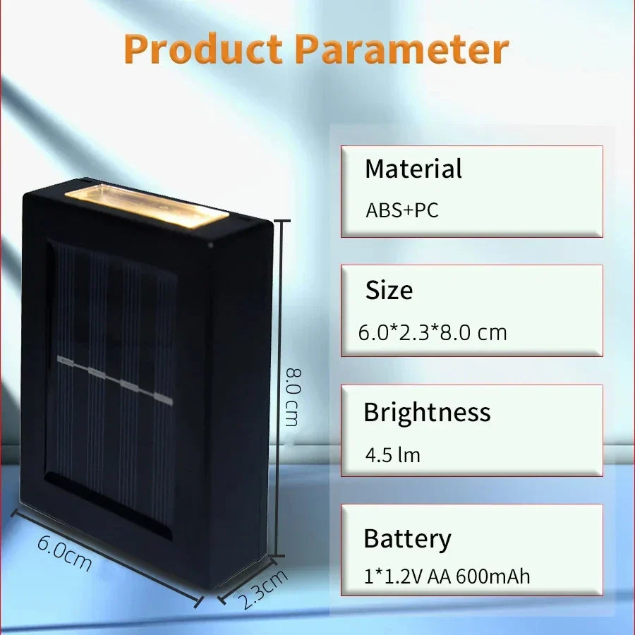 Skorter | Waterproof LED Solar Wall Lamp: Up and Down Lighting for Balcony, Garden, Street and Landscape