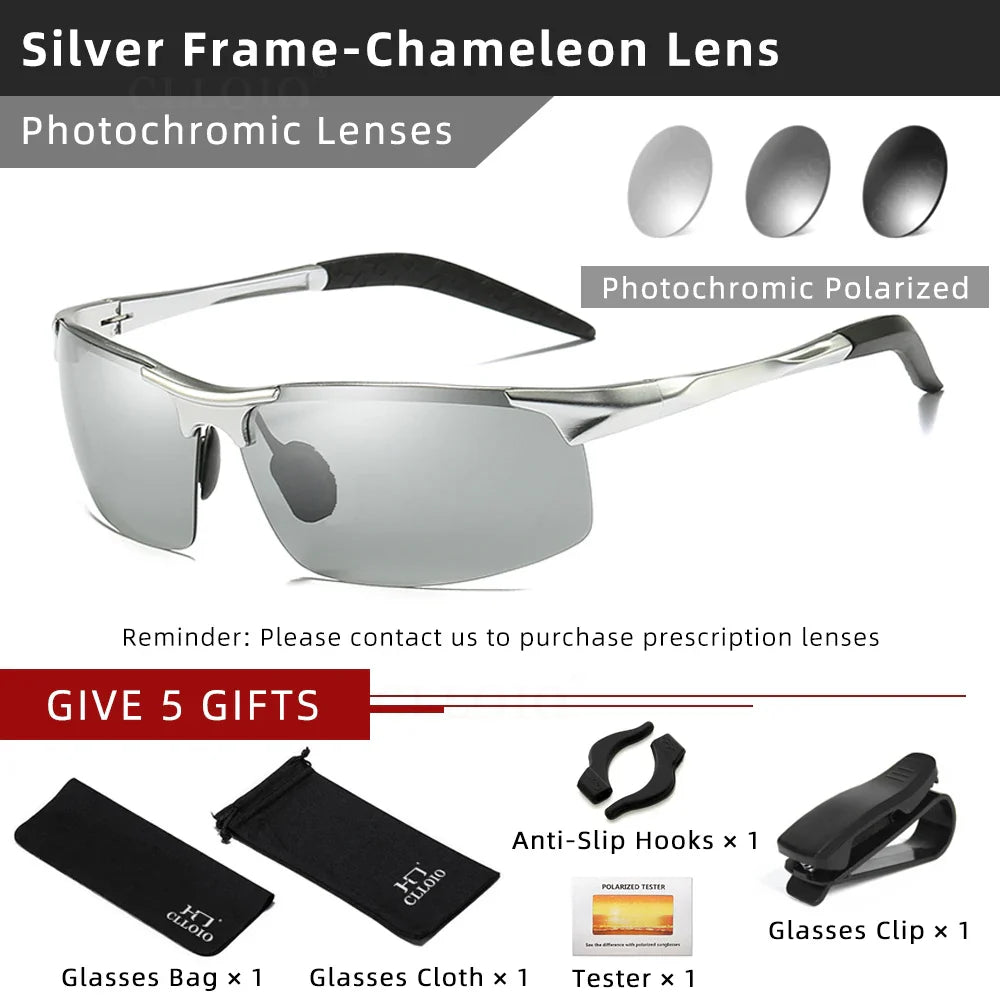 Skorter | Aluminum Photochromic Polarized Sunglasses Men’s Day Night Anti-Glare UV Chameleon Eyewear