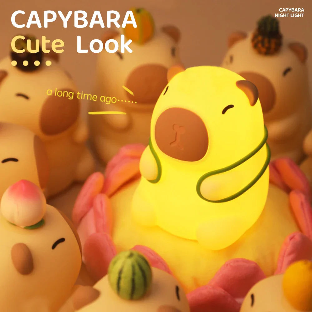 Skorter | Capybara with Turtle Backpack Nightlight - 7-Color Dimmable Silicone Lamp