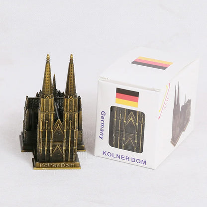 Skorter | Cologne Cathedral Model Metal Antique Bronze Germany Cologne Cathedral Building Figurine World Famous Landmark Architecture Decoration