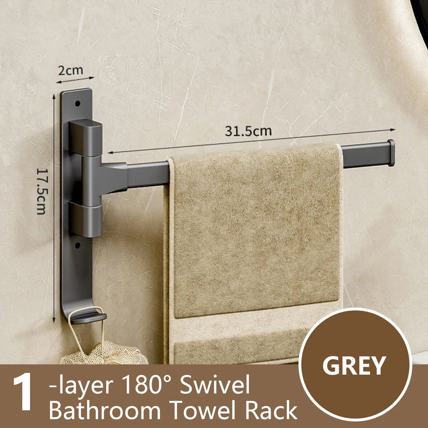 Skorter | Bathroom Towel Holder Rotatable Towel Rack Space Aluminum 1/2/3/4/5-Bar Towel Holder Kitchen Shelf Kitchen Hanging Shelf Wall Mounted