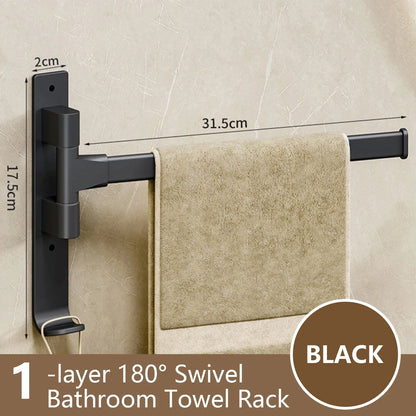 Skorter | Bathroom Towel Holder Rotatable Towel Rack Space Aluminum 1/2/3/4/5-Bar Towel Holder Kitchen Shelf Kitchen Hanging Shelf Wall Mounted