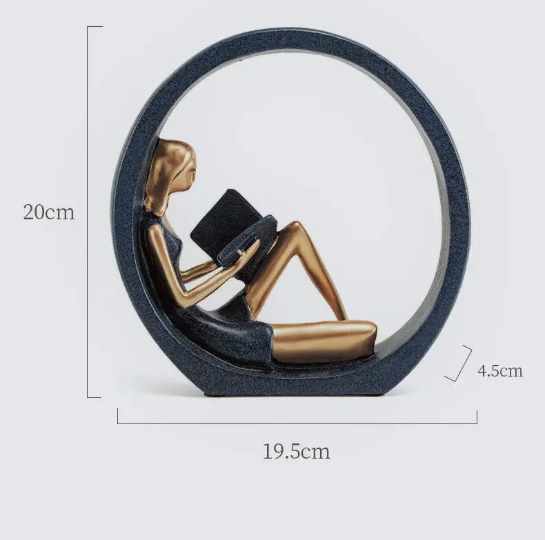 Skorter | Elegant Woman Reading Resin Sculpture – Artistic Decoration for Book Lovers and Art Enthusiasts