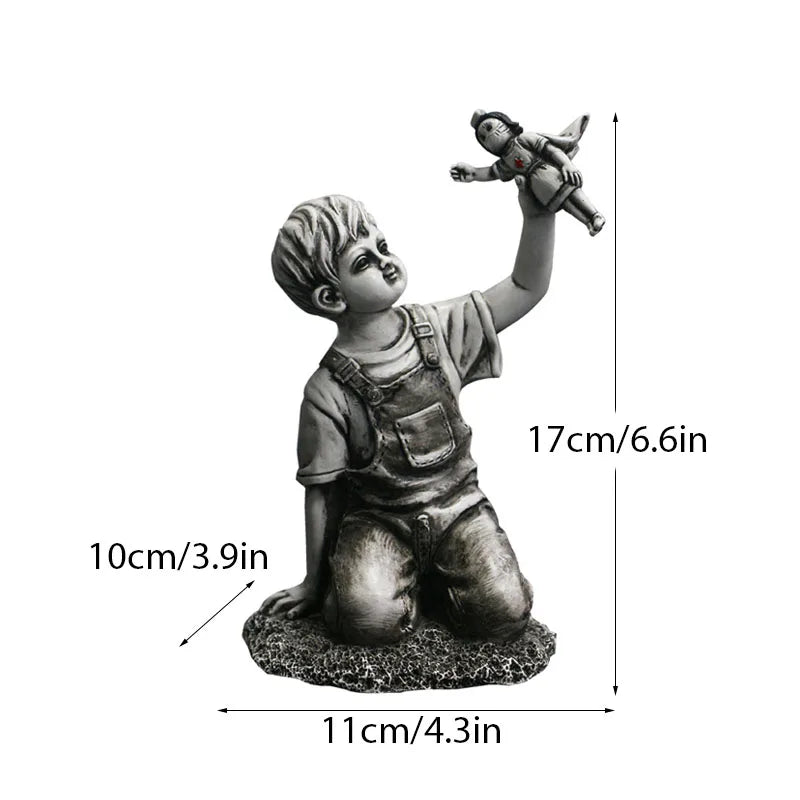 Skorter | Dropshipping Banksy Sculpture Collection Flower Thrower Statue Pop Art Modern Balloon Girl Figurine Office Home Decoration