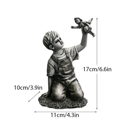 Skorter | Dropshipping Banksy Sculpture Collection Flower Thrower Statue Pop Art Modern Balloon Girl Figurine Office Home Decoration