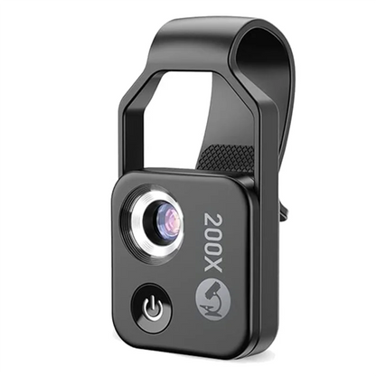 Skorter | MicroZoom Clip-On Phone Microscope – 200x Magnification Lens with LED Light