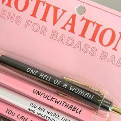 Skorter | A55T Motivational Badass Pen Set - 5Pcs Funny Daily Ballpoint Pens