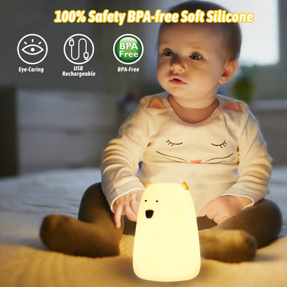Skorter | Bjørn LED Night Lamp - Touch Sensor Bed Light for Children