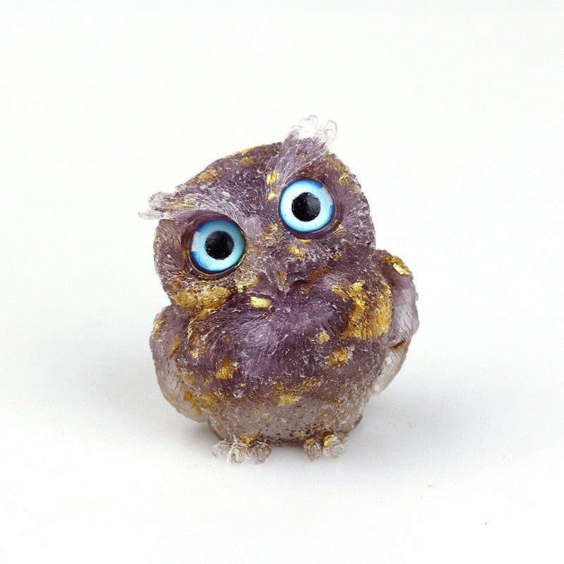 Skorter | Natural Crystal Owl Figurine: Handmade Collector's Item