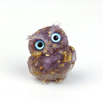 Skorter | Natural Crystal Owl Figurine: Handmade Collector's Item