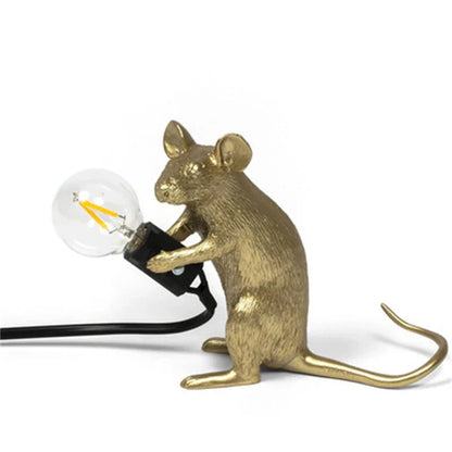 Skorter | Modern LED Animal Table Lamps: Resin Rat, Cat, and Squirrel Night Lights