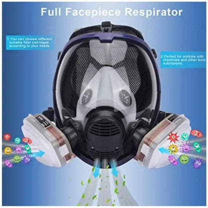 Skorter | Full Face Respirator Mask with Anti-Fog Lens and Industrial Gas Filters