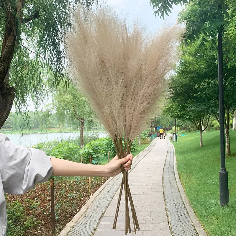 Skorter | 5 pieces 100 cm Artificial Pampas Grass Dried Flower Bouquet Wedding Party Decoration Home Room DIY Artificial Plants Decoration Supplies
