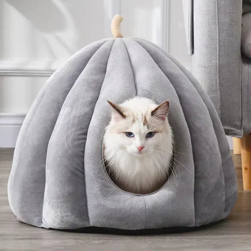 Skorter | CozyNest Pumpkin Cat Bed – Warm, Washable & Comfortable Cat Hideaway