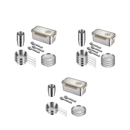 Skorter | Camping Messware Kit Stainless Steel Dinnerware with Storage Box – CampSet