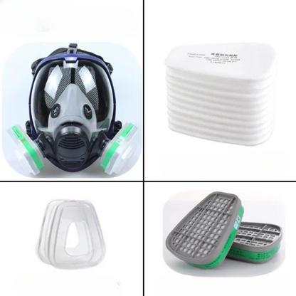 Skorter | Full Face Respirator Mask with Anti-Fog Lens and Industrial Gas Filters