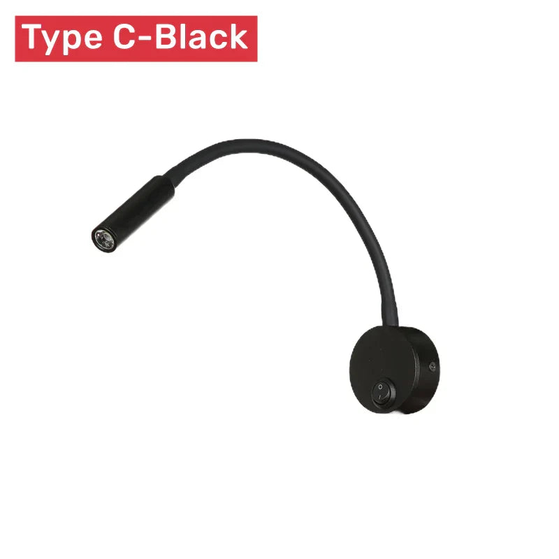 Skorter | Modern flexibel LED-läsvägglampa med strömbrytare för sovrum och arbetsrum - 1W/3W