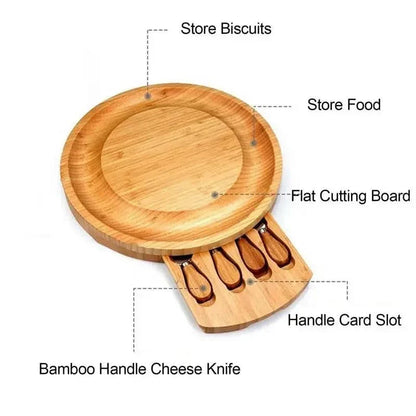 Skorter | CheeseMate – Round Bamboo Cheese Board