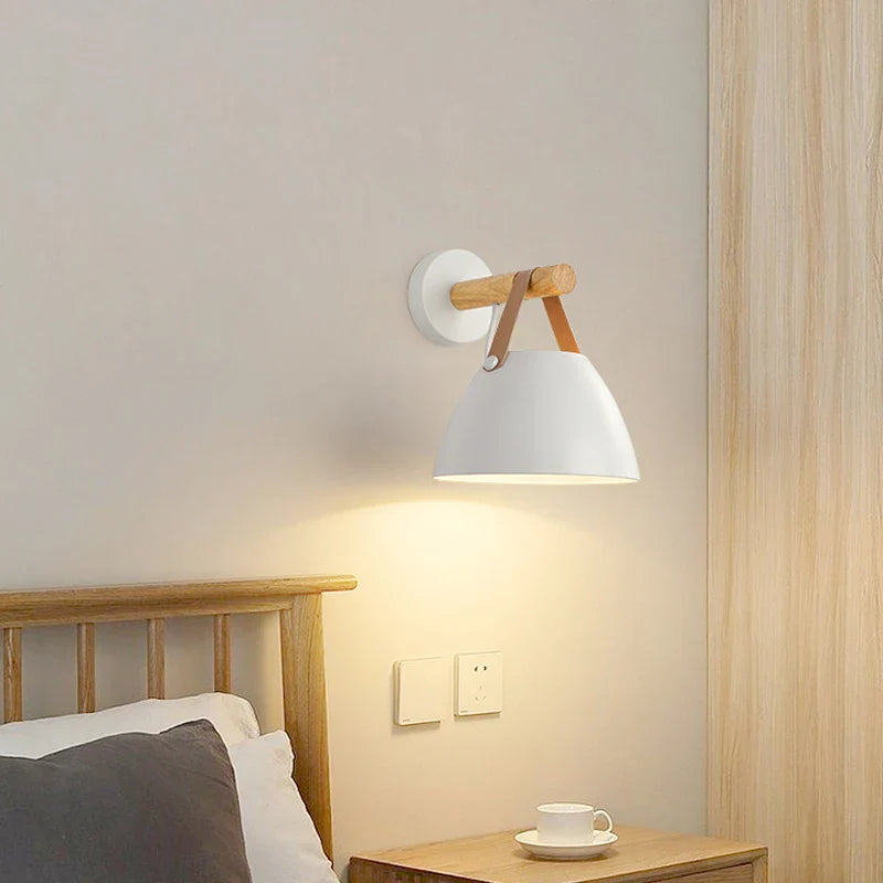 Skorter | NordicGlow - LED Wall Lamp with Wood Details and Leather Strap