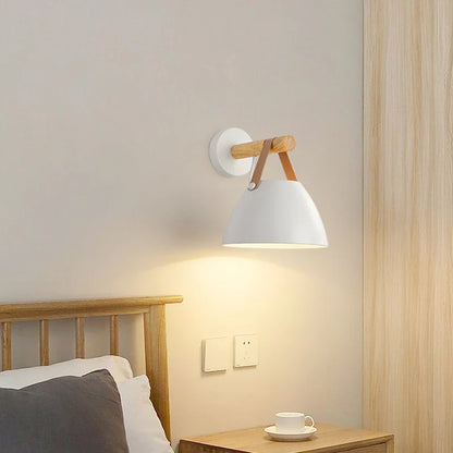 Skorter | NordicGlow - LED Wall Lamp with Wood Details and Leather Strap