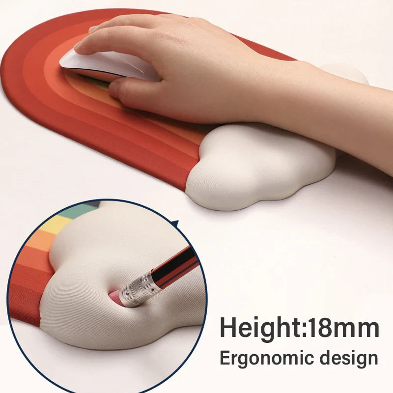 Skorter | Ergonomic Rainbow Mouse Pad with Memory Foam Wrist Rest