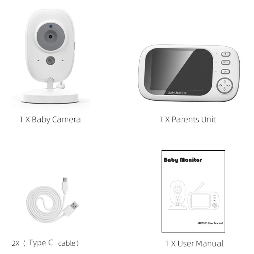 Skorter | 3.5-Inch Video Baby Monitor with Night Vision, Temperature Display and Two-Way Audio