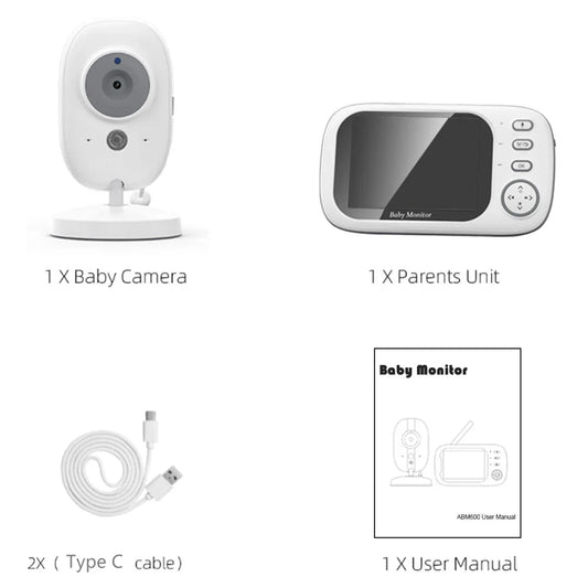 Skorter | 3.5-Inch Video Baby Monitor with Night Vision, Temperature Display and Two-Way Audio