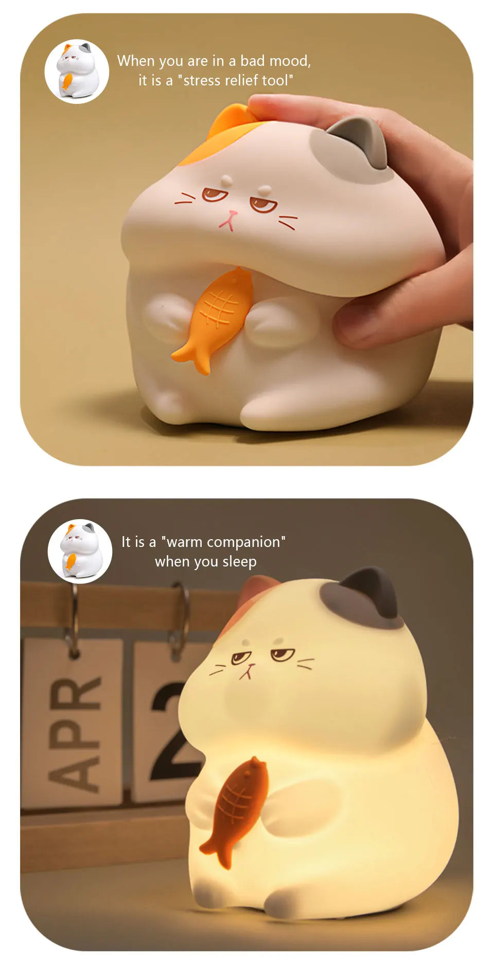Skorter | Gluttonous Cat Night Light - Fun Silicone Clap Lamp