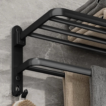 Skorter | EasyTowel Foldable Towel Rack – Space-Saving & Stylish Black Wall-Mounted Bathroom Rack