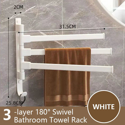 Skorter | Bathroom Towel Holder Rotatable Towel Rack Space Aluminum 1/2/3/4/5-Bar Towel Holder Kitchen Shelf Kitchen Hanging Shelf Wall Mounted