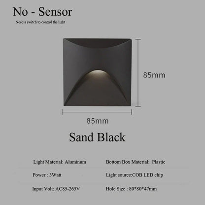 Skorter | Modern waterproof IP65 LED recessed wall lamp for outdoor lighting - 3W embedded step & staircase balcony portal light