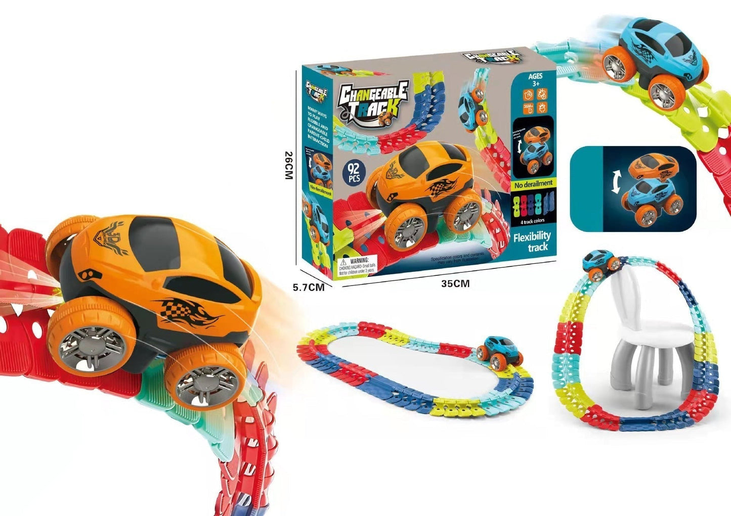 Skorter | FlexiTrack | Flexible Glow-in-the-Dark Racetrack Set for Kids