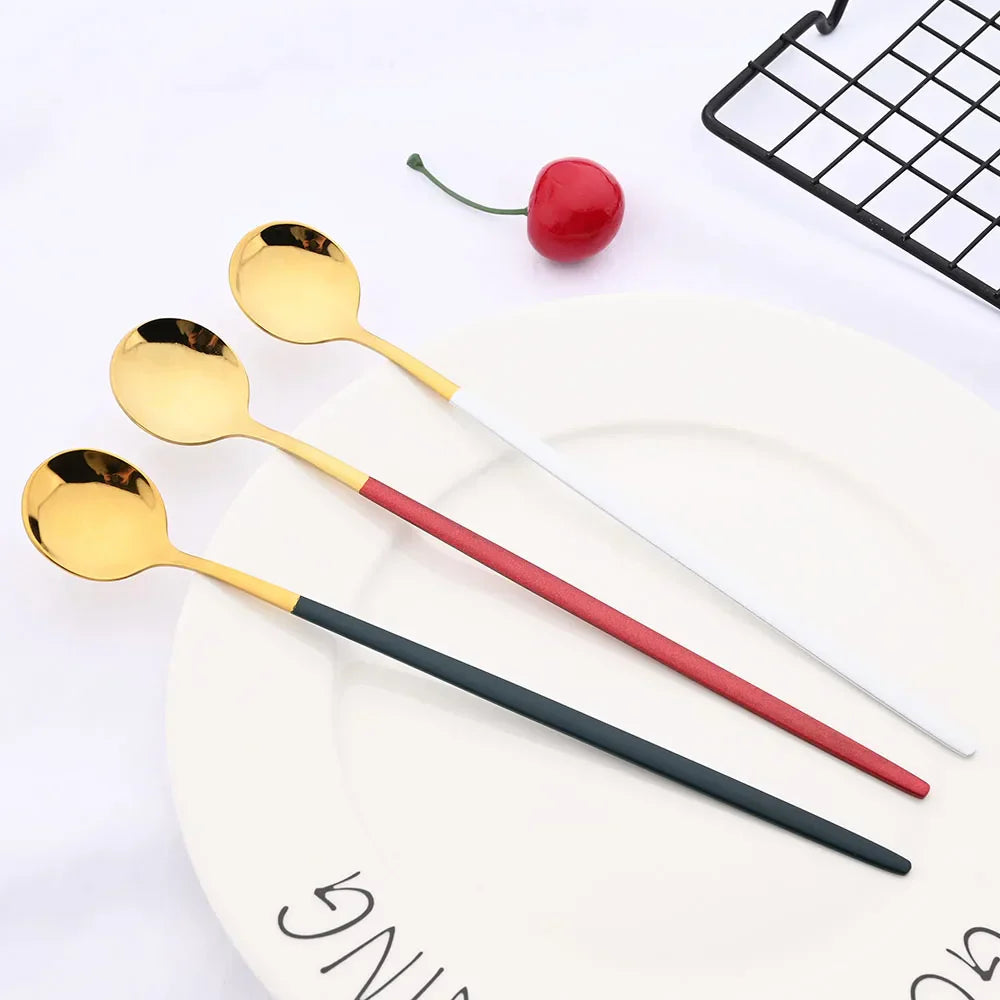 Skorter | Golden 6-piece Long Handle Spoon Set