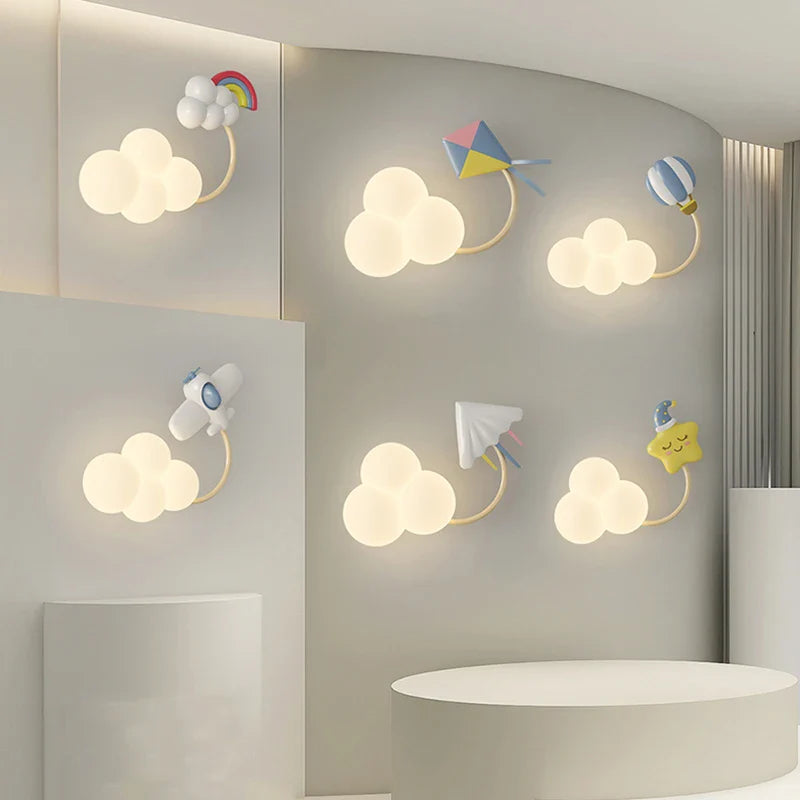 Skorter | CartoonAirplane - Children's Room Wall Lamp with Stars, Rainbow and Airplane Design