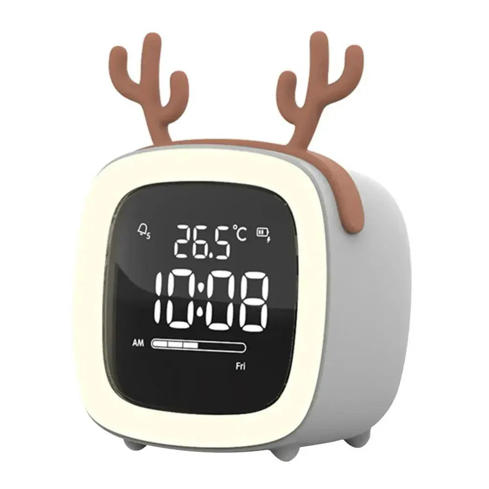 Skorter | Cartoon Bunny LED Alarm Clock with Night Light – Rechargeable, Cute Digital Display for Kids & Bedrooms