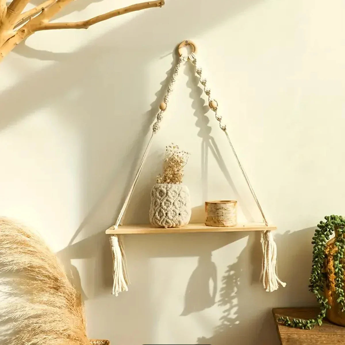 Skorter | Boho Macrame Shelf Rustic Decor